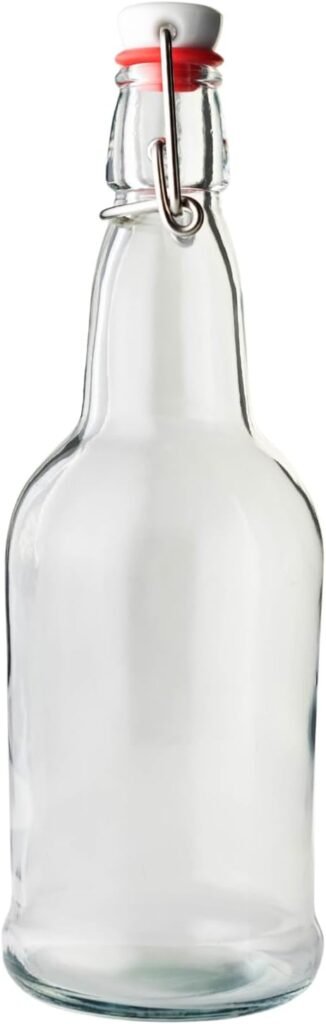 FastRack Swing Top Glass Bottles |16 oz – Pack of 6 | Clear Glass Bottles for Home Brewing | Flip Top Glass Bottles for Carbonated Drinks, Kombucha, Fermentation, Water, Food Grade – ECO Friendly