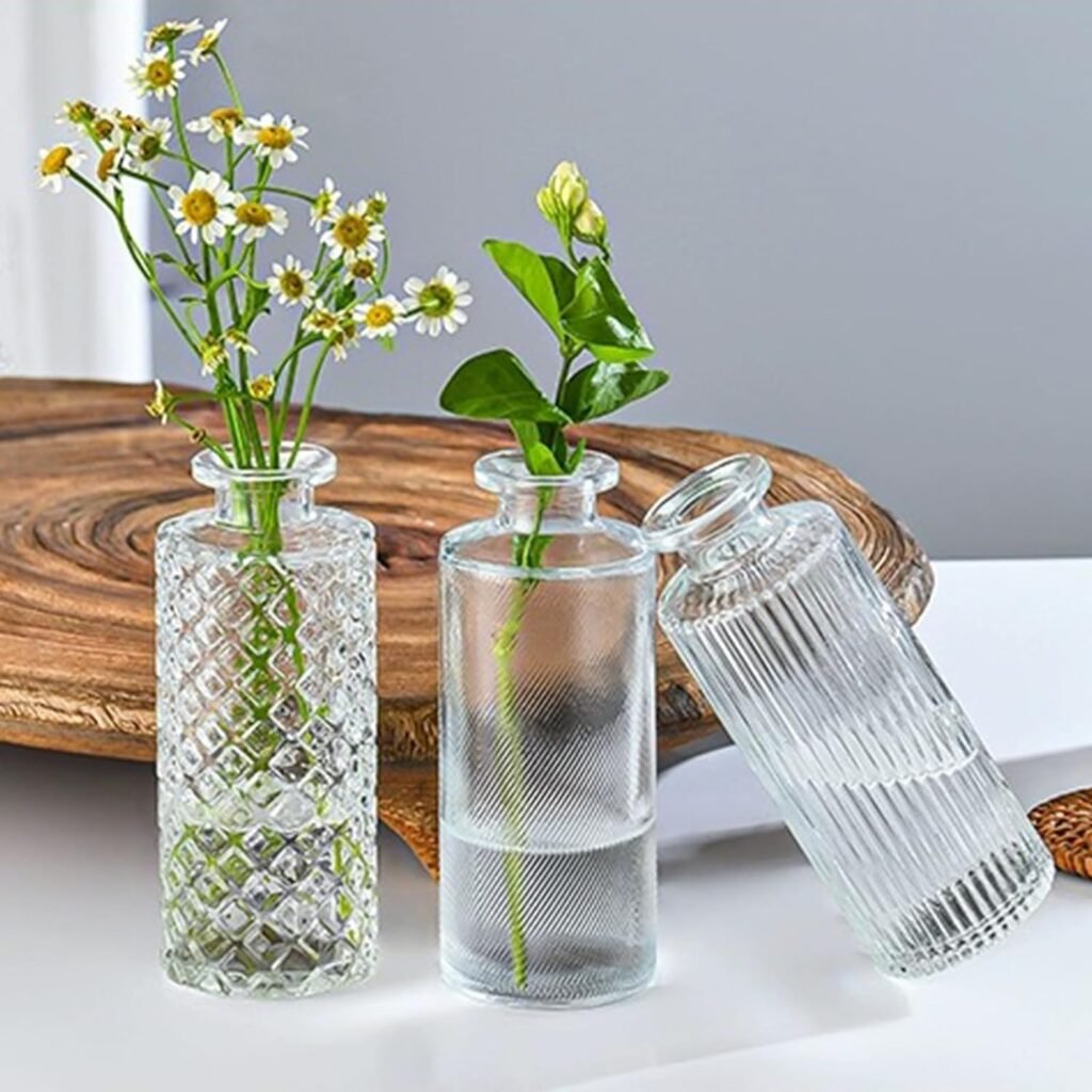 Brajttt Set of 32 Bud Vases for Flowers, Small Vintage Glass Bottles for Rustic Wedding Centerpieces and Home Decor